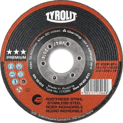 TYROLIT Schruppscheibe PREMIUM D178xS7mm K.30 gekr.Bohr.22,23mm TYROLIT