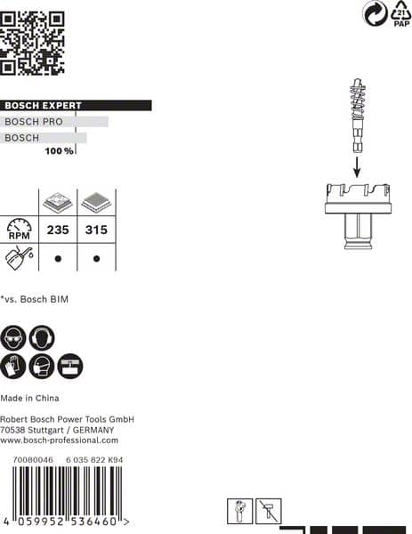 BOSCH EXPERT Sheet Metal Lochsäge, 51 × 5 mm. Für Dreh- und Schlagbohrer