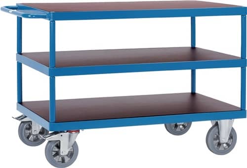 FETRA Tischwagen 3 Ladeflächen L1000xB700mm brillantblau Trgf.1200kg