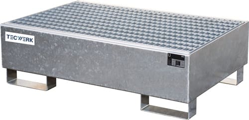 TECWERK Auffangwanne 215l L1200xB800xH360mm Stahlbl.m.Gitterrost silber TECWERK