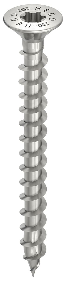 HECO TOPIX-plus A2 5,0 x 40, Senkkopf mit Frästaschen, Drive, HD-25, Variables Vollgewinde, blank, gleitbeschichtet