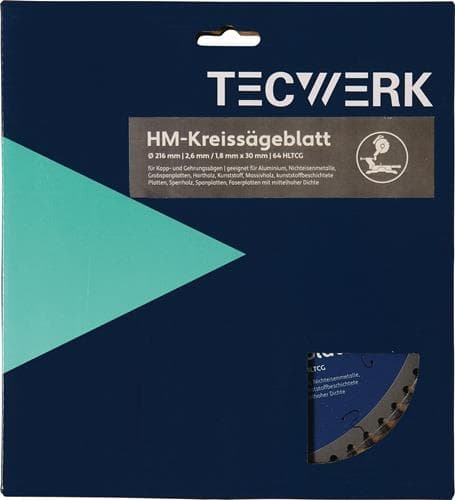 TECWERK Kappkreissägeblatt AD 216mm Z.64 HLTCG Schnitt-B.2,6mm TECWERK