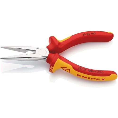 KNIPEX Flachrundzange DIN ISO 5745 L.160mm flach/rund ger.Mehrkomp.-Hülle VDE KNIPEX