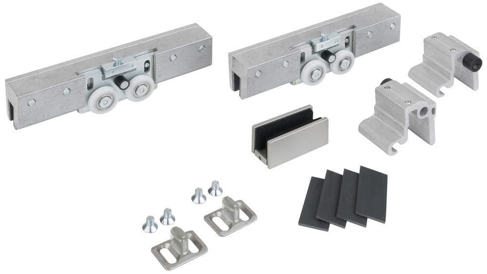 HERMAT Schiebetürbeschlag SAN REMO 9170.GKT/SAFE.Ö/Glas, 60/80 kg., Aluminium