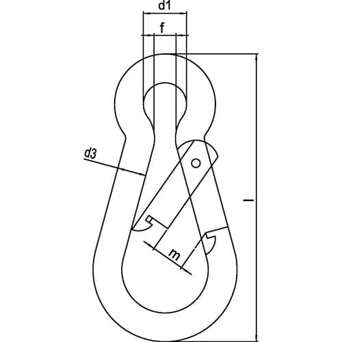 Karab.h.DIN 5299,Form C L.50mm Drahtstärke 5mm Trgf.100kg ZN