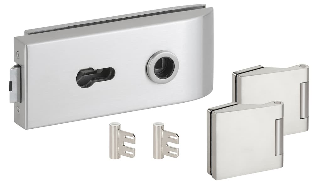 HERMAT Ganzglastürschloss-Set BARI 6143/6325/SZ, Edelstahl