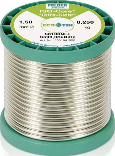 FELDER Lötdraht ISO-Core® UltraClear 1,5mm 250g Sn100Ni+ FELDER