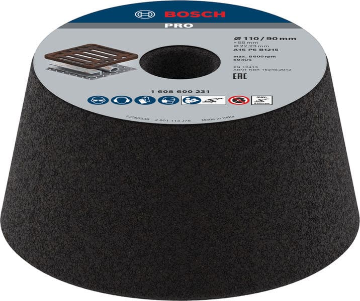BOSCH Schleiftopf, konisch-Metall/Guss 90 mm, 110 mm, 55 mm, 16