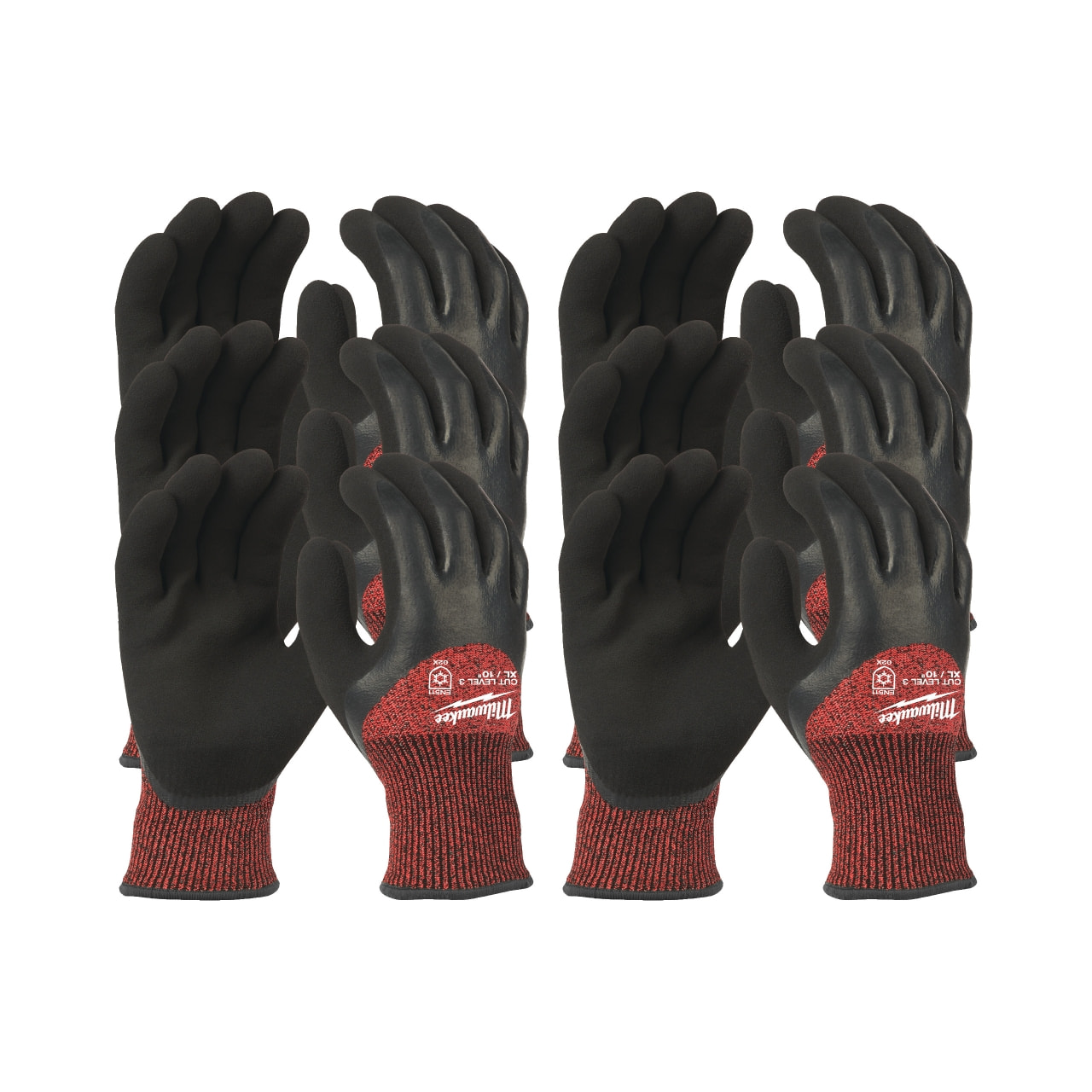 MILWAUKEE Größe 10 (XL) 12er Pack Kälte-Schnittschutzhandschuhe Klasse 3/C