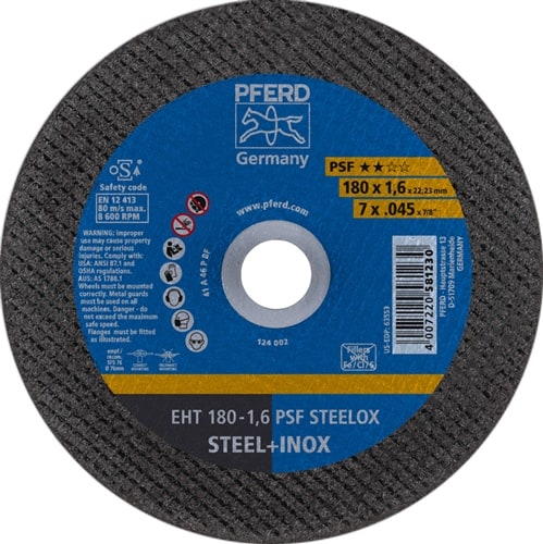PFERD TOOLS Trennscheibe PSF STEELOX D180x1,6mm ger.INOX Bohr.22,23mm PFERD