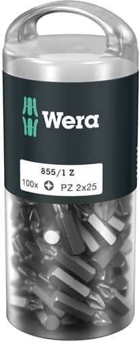 WERA Bitgroßpackung 855/1 Z 1/4 Zoll PZD 2 L.25mm DIN ISO 1173,Form C 6,3 100St./Box
