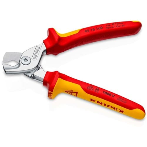 KNIPEX Kabelschere L.160mm Kopf verchr.VDE Mehrkomp.-Hüllen Form 1 KNIPEX