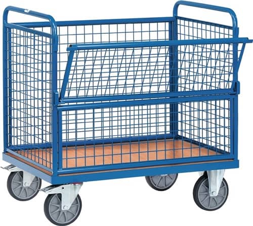 FETRA Drahtkastenwagen Ladeflächen-L1000xB700mm Längswand z.Hälfte abklappb.o.Deckel