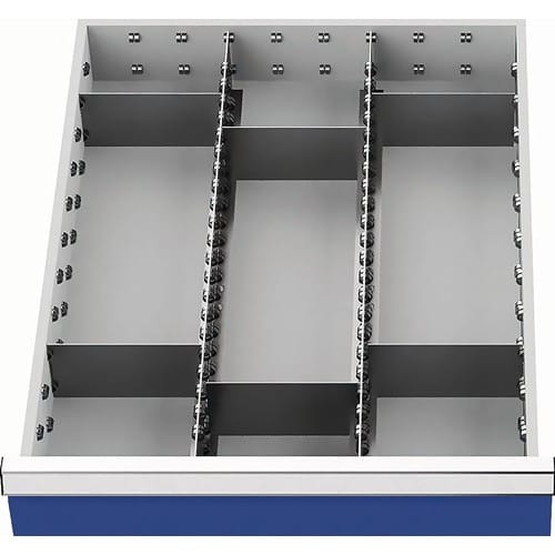 Schubladenunterteilungsmaterial Front-H.150mm 2Längs-/6Querteiler Schubl-B.450mm