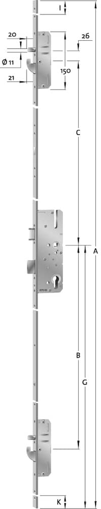 KFV Selbstverriegelnde-Mehrfachverriegelung GEN AS2600ANCA, 8/92 mm, kantig, Edelstahl