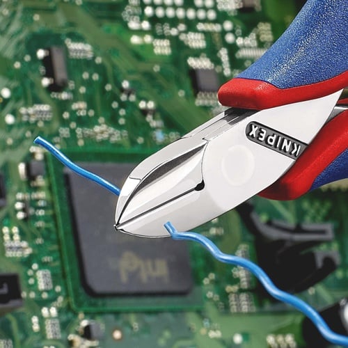 KNIPEX Elektronikseitenschneider L.115mm Form 1 Facette ja 2K-Hülle spiegelpol.KNIPEX