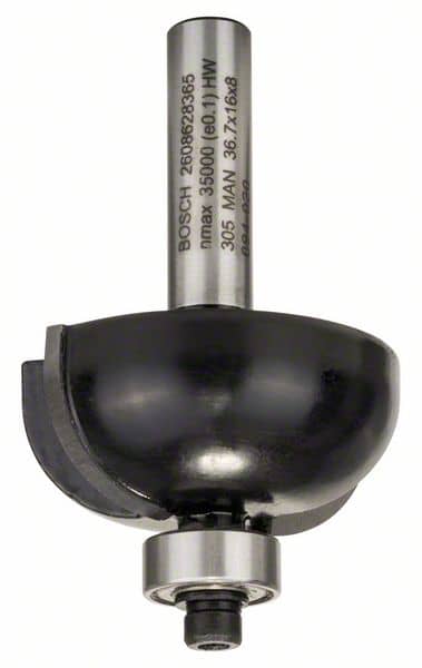 BOSCH Hohlkehlfräser, 8 mm, R1 12 mm, D 36,7 mm, L 16 mm, G 58 mm