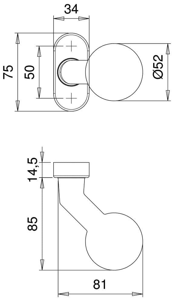 EDI Knopf auf ovaler Rosette Ares 2033/4010, Edelstahl