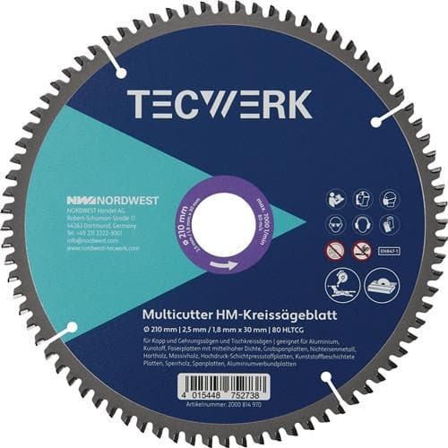 TECWERK Tisch-/Kappkreissägeblatt AD 254mm Z.96 HLTCG Schnitt-B.3,2mm TECWERK