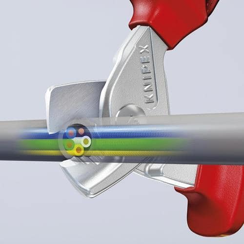 KNIPEX Kabelschere L.160mm Kopf verchr.VDE Mehrkomp.-Hüllen Form 1 KNIPEX