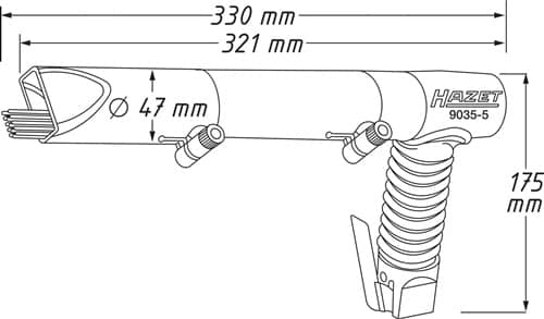 HAZET Druckluftnadelentroster 9035-5 3200min-¹ 19x3mm 47mm HAZET