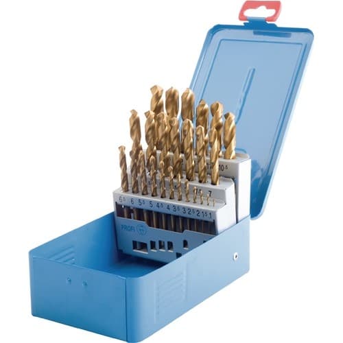 Spiralbohrersatz DIN 338 TypN D.1-10x0,5mm HSS TiN 19tlg.Metallkass.