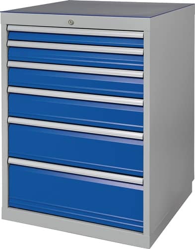 BEDRUNKA+HIRTH Schubladenschrank H1019xB705xT736mm lichtgrau/signalblau 6 Schubl.BEDRUNKA+HIRTH