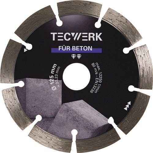 TECWERK Diamanttrennscheibe BETON D.115mm Bohr.22,23mm Seg.-B.34,5mm
