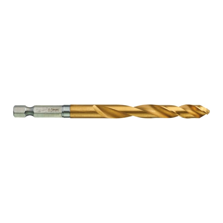 MILWAUKEE 8,0 x 111 mm SHOCKWAVE Metallbohrer HSS-G RED HEX Titan 1/4" 5er Pack