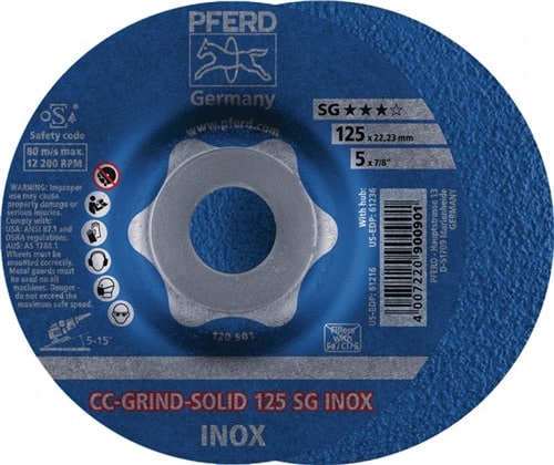 PFERD TOOLS Schleifscheibe CC-GRIND-SOLID SG INOX D125xSmm gekr.INOX PFERD