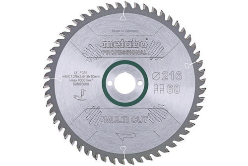 METABO Kreissägeblatt multi cut professional HW/CT D216xB2,4x30mm 60Z. Flach-Trapezzahn