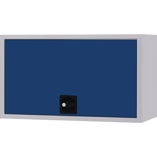 BEDRUNKA+HIRTH Hängeschrank H400xB700xT310mm Vollblechtür lichtgrau/signalblau