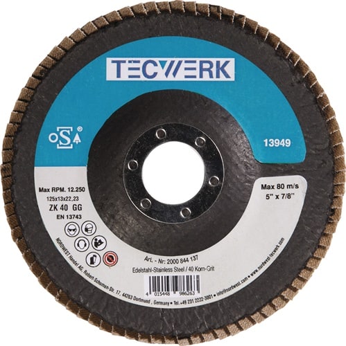 TECWERK Fächerscheibe Action D.125mm K.80 kon.INOX ZK TECWERK