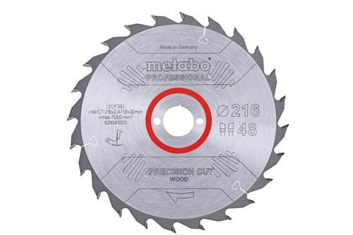 METABO Kreissägeblatt precision cut wood professional D216xB2,4xBohrung30mm 48Z. WZ