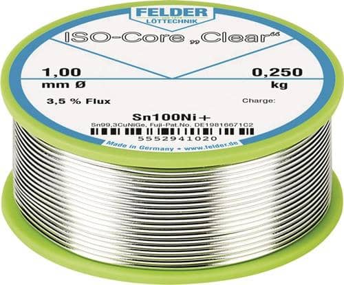 FELDER Lötdraht ISO-Core® Clear 1mm 250g Sn100Ni+ FELDER