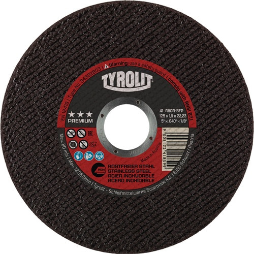 TYROLIT Trennscheibe Premium D125x1mm ger.INOX Bohr.22,23mm TYROLIT