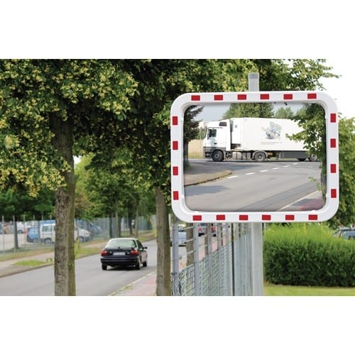 DANCOP Verkehrsspiegel H600xB800mm Kunststoff,rot/weiß 22m DANCOP