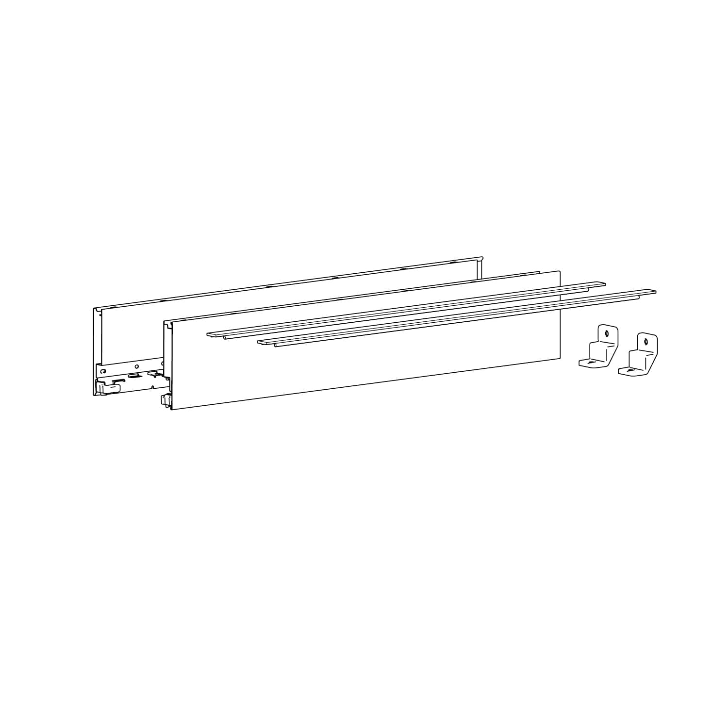 HETTICH AvanTech YOU Set Zarge, Höhe 101 mm x NL 650 mm, silber, links und rechts, 9353343