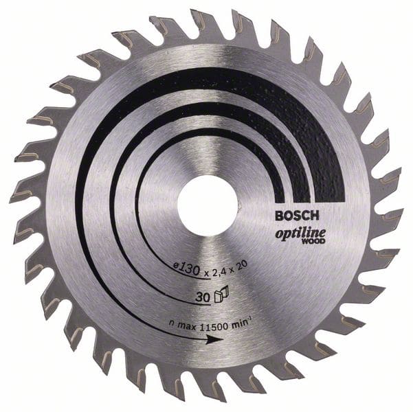 BOSCH Kreissägeblatt Optiline Wood für Handkreissägen, 130 x 20/16 x 2,4 mm, 30
