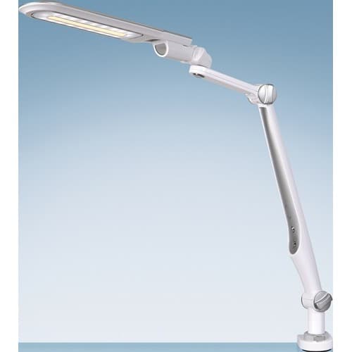 HANSA Schreibtischleuchte LED Multifl.ABS,Eisen,PS weiß/silber H600mm Standfuß+Klemme