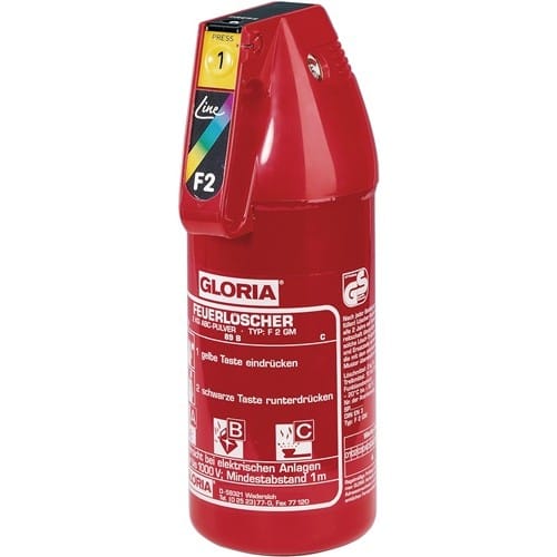 GLORIA KFZ-Pulverfeuerlöscher 2kg m.Dauerdruck Brandkl.13 A 89 B C m.Manom.+Halt.GLORIA