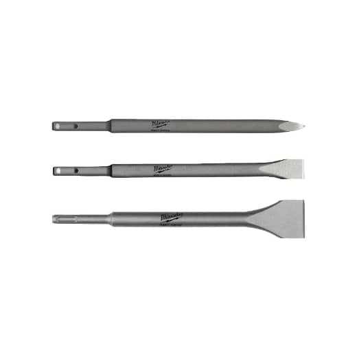 MILWAUKEE Spitz-, Flach, Breitmeißel 250 mm Meißelset SDS-Plus 3-teilig