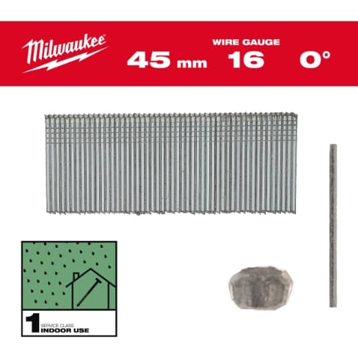 MILWAUKEE 2,8 x 45 mm verzinkt, 0° Stauchkopf-Nägel 16 Gauge für M18 FN16GS