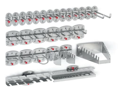 RASTERPLAN Werkzg.h.28-tlg.14 Haken/6 Doppelhaken/8 div.Hal.RASTERPLAN
