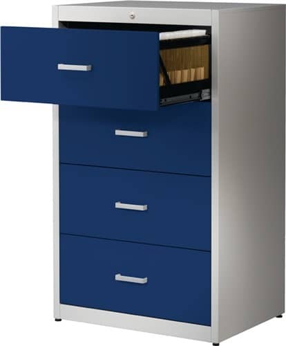 MAUSER Hängeregistraturschrank H1350xB434xT600mm 1-bahnig grau/blau 4 Schubl.