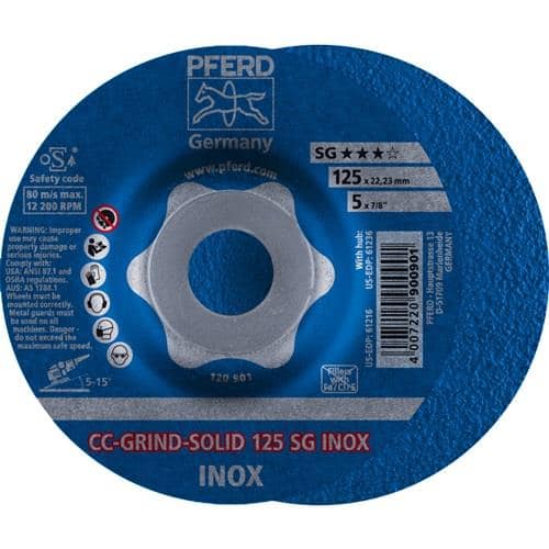 PFERD TOOLS Schleifscheibe CC-GRIND-SOLID SG INOX D125xSmm gekr.INOX PFERD