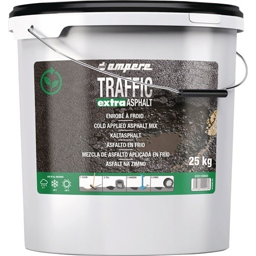 AMPERE Kaltasphalt TRAFFIC ext.ASPHALT® 25kg schwarz Eimer AMPERE
