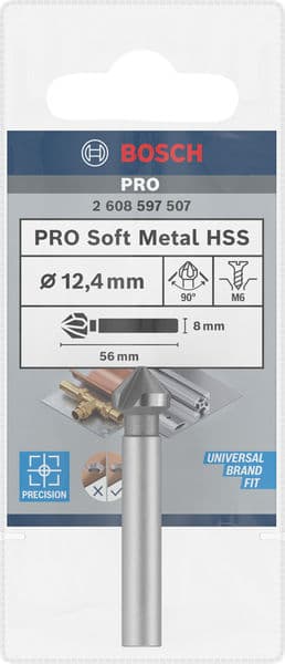 BOSCH Kegelsenker mit zylindrischem Schaft, 12,4, M 6, 56 mm, 8 mm