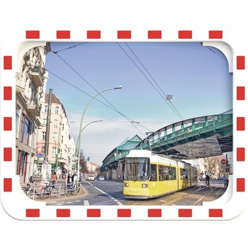 DANCOP Verkehrsspiegel H800xB1000mm Kunststoff,rot/weiß 27m DANCOP