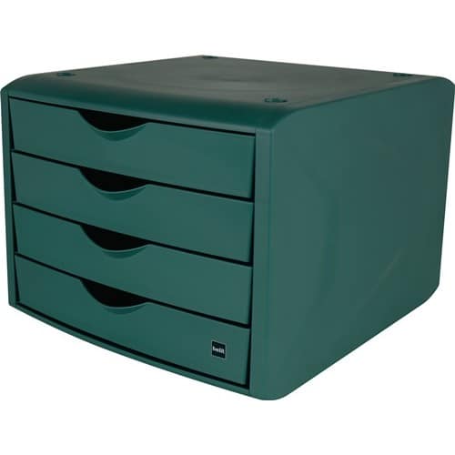 HELIT Schubladenbox m.Auszugssperre 4 Schubl.grün H215xB265xT332mm HELIT